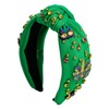 Poememgi Mardi Gras Green Jeweled Headband, Carnival Embellished Knotted Twist