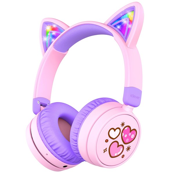 iClever iClever Kids Bluetooth Headphones, Light Up Cat Ear,60H Playtime,