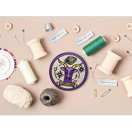 Finally Home Iron-On Patch – Zodiac Sign Capricorn | Astrology Patches, Moon Stars Iron-On Patches, Capricornus Patches, Sew-On Patch