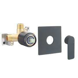 DEOLER Bathroom Shower Handle Valve Wall Mounted Shower Mixer Valves Male Thread Bathroom Trim Kit Single Function Square Shower Valve, Matte Black