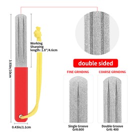 Fishing Hook Sharpener Grinding Tool: 4pcs Double Sided Diamond File Gut Hook for Fishing Portable