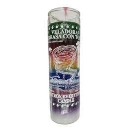 Arrasa Con Todo 7 Color Ritual Candle – Destroy Everything Spiritual Cleansing Veladora – Prepared Multicolor Prayer Candle for Removing Obstacles – 120 Hour Glass Devotional