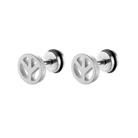 16g Peace Sign Tiny Small Stud Earrings for Women Men Teen Girls Cartilage Tragus Cute Simple Stainless Steel Screw Back Little Mini Studs Hypoallergenic Sleeper Piercing Post Fashion Jewelry