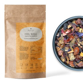 Prime Tea Feel Well - Exquisite Fruit Tisane, Premium Organic Loose Leaf, Delicious Herbal Tea Mix, Natural & Vegan, Caffeine-Free, Perfect for Hot & Iced Tea Enjoyment - 4 Ounce