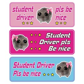 3PCS Funny Hamster Student Driver Car Magnet, Reflective New Driver Sticker Reusable Car Bumper Safety Car Sign Student Driver Magnet for Car