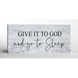 Give It to God and Go To Sleep Sign, Above bed Wall Décor for Bedroom, Above Master Bed Wall Decor, Ready To Hang for Bedroom Room Home Wall Decor, C3019-16x40
