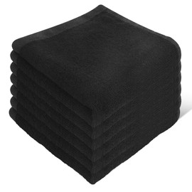 INFICRIME 6 Pack Bamboo Fiber Wash Cloths, 12x12 Inch Super Soft & Skin Friendly Face Towels, Machine Washable Washcloths for Body Face, Bathroom, Gym, Hotel, Spa and Kitchen, Black