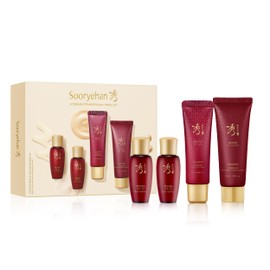 Sooryehan Hyobidam Fermented Travel Kit (Pack of 4) - Herbal korean skincare set with Toner, Emulsion, Cream & Cleansing Foam, featuring Baekhyodan™ & Silver Mushroom. for hydration & elasticity.