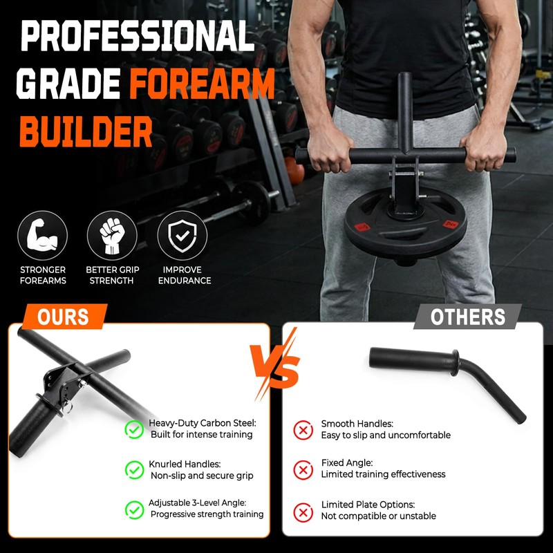 Forearm and Wrist Strengthener, Adjustable Wrist Roller Bar for Flexion