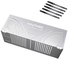 HAUTMEC Flex Angle & Arc Marking Tool,Multi-functional Square Tube Scriber for Square Tube, Right Angle Ruler with 5 PCS Marking Pen for Metalworking, Engineering, Construction (Big Size 20-85) HT0458