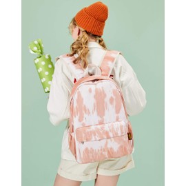 Lanona Canvas School Bag Backpack Girls or boy, Ranibow Style Unisex Zip Backpack School College Bag for Teens Girls Students Casual Lightweight Travel Daypack Outdoor(Orange)