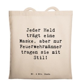 Mr. & Mrs. Panda Tote Bag Saying Stylish Fireman - Gift, Bold, Rescue, Creative Gifts, Hero, Career Design, Laptop Bag, Admiration, Shopper, Mask, Bag, Shopping Bag, White, Hand Drawn