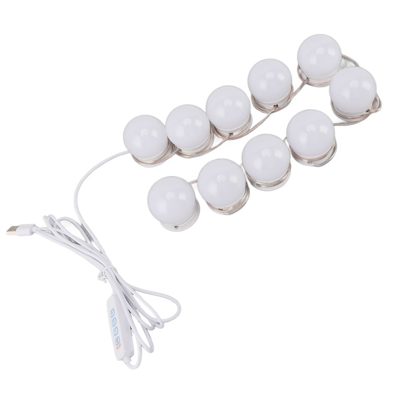 LED Vanity Lights with 10 Dimmable Bulbs USB Adjustable Color