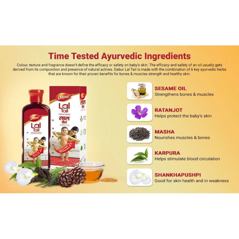 Dabur Lal Tail Ayurvedic Baby Massage Oil Help Growth makes