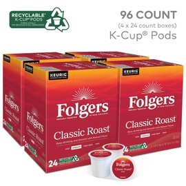 Folgers® Single-Serve Coffee K-Cup®, Classic Roast, Carton Of 96, 4 x 24 Per Box