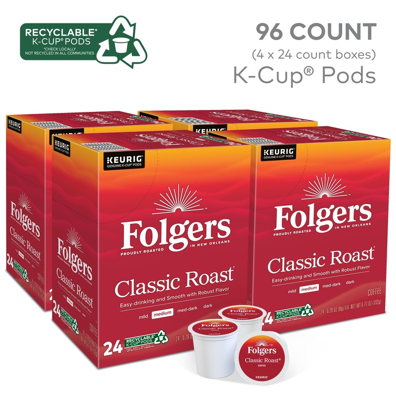 Folgers® Single-Serve Coffee K-Cup®, Classic Roast, Carton Of 96, 4