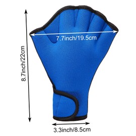 2 Pairs Swimming Gloves Aquatic Swim Training Gloves Neoprene Gloves Webbed Fitness Water Resistance Training Gloves for Swimming Diving with Wrist Strap (Blue,Large)