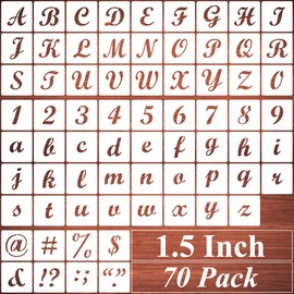 1.5 Inch Alphabet Letter Stencils for Painting - 70 Pack Letters and Numbers Stencil Templates with Signs for Painting on Wood, Reusable Letter and Number Stencils for Chalkboard Wood Signs & Wall Art