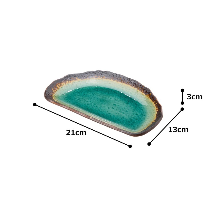Mino Ware K51229 Long Plate, Half Moon Shape, Approx. 8.3
