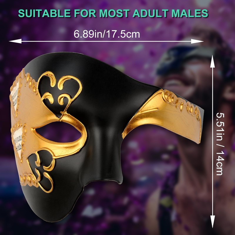 Hoshin Masquerade Mask, Half-Face Mardi Gras Decorations Venetian Masks for