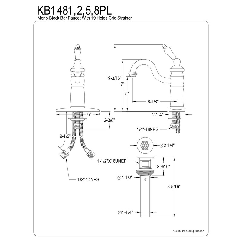 Kingston Brass KB1482PL Bar Faucet, Polished Brass