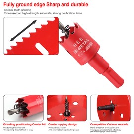 28mm Hole Saws Cutter, HSS Bi-Metal Drill Bit for Wood, Plastic, UPVC, Fiberglass and Plasterboard
