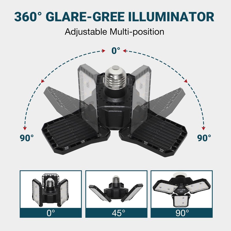 GT-Lite 3000 Lumen LED Garage Light, 300Watt Equivalent, Adjustable 3