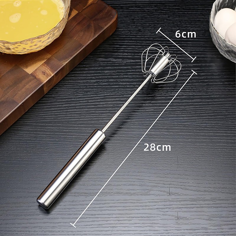 AIMALL Semi-Automatic Stainless Steel Whisk, Hand Push Egg Beater and
