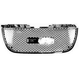 Grille Compatible With 2007-2014 GMC YUKON & YUKON XL 1500 DENALI, Round hole mesh Style ABS Chrome Front Bumper Hood Grill by IKON MOTORSPORTS