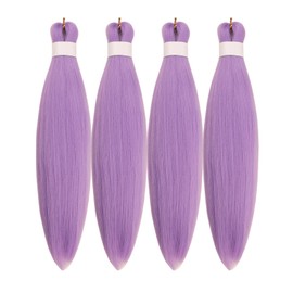 Lavender Purple Braiding Hair Pre Stretched Light Purple prestretched Braiding Hair Hypoallergenic Synthetic Knotless Itch Free Box Braids (16 inch,4 Packs)