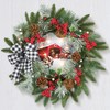 Collections Etc Lighted Covered Bridge Wreath with Checkered Bow -