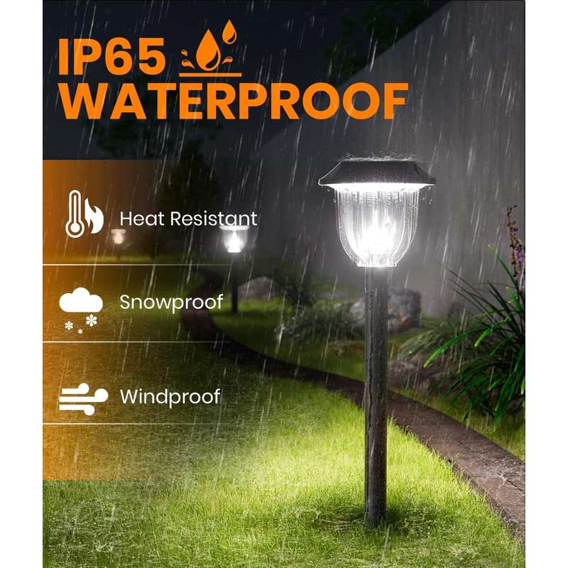 AOSEA 12000K 10 Pack Solar Lights Outdoor IP65 Waterproof,LED Solar