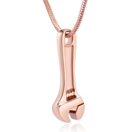 memorial jewelry Wrench Urn Necklace for Ashes for Women Men Human Ash Holder Stainless Steel Hammer Cremation Jewellery for Ash Pendant Urn, Stainless Steel, No Gemstone