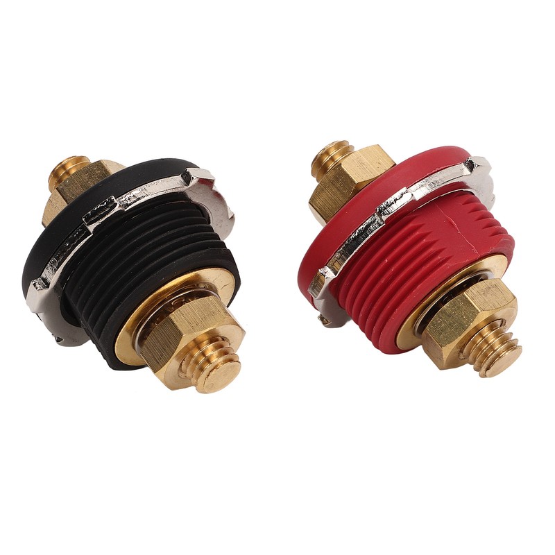 2PCS 3/8in Thru Panel Battery Terminal 250A Black Red Universal