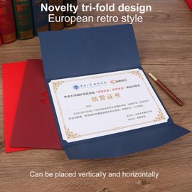 5Pcs A4 Certificate Holders Envelope Certificate Papers A4 Achievement Award Holders Tri-Fold Paper Certificate Professional Certificate Sleeves Graduation Diploma Cover Degree Certificate Holders