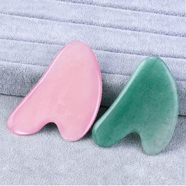 Gua Sha Massager Heart Massage Jade Buffalo Horn Meridian Lymphatic Tool Nasolabial Fold Removal Pink Heart 2ea