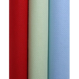 KCS 3 piezas de 15 x 18 pulgadas (38 x 45 cm), tela de punto de cruz, tela enrollada, 18 quilates, azul claro, verde claro, rojo