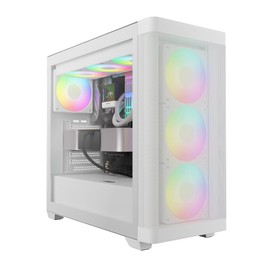 GAMDIAS White ATX Mid Tower Computer Case Tempered Glass, Gaming PC Case Support Dual 360mm AIO/Radiator, 7x120mm Case Fans (4X 120mm Built-in), 420mm GPU/VGA, USB3.0X 2, Type C x1, 170mm CPU Cooler