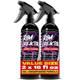 Rim Reactor Wheel Cleaner Spray – Gel Concentrated Formula – Removes Brake Dust, Grime & Dirt – Non-Acid, pH Neutral – Safe for Alloy, Aluminum, Chrome – Rim Care Solution – 16 fl. oz. (2-Pack)