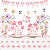 Pink Dog Birthday Supplies Doggy Paw Print Party Decorations Including