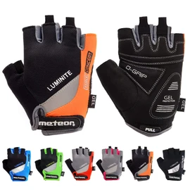 Meteor unisex adult’s and children’s GX31 gel cycling gloves, MTB gloves, mountain bike gloves, downhill, hiking, cycling gloves, green, orange, XS