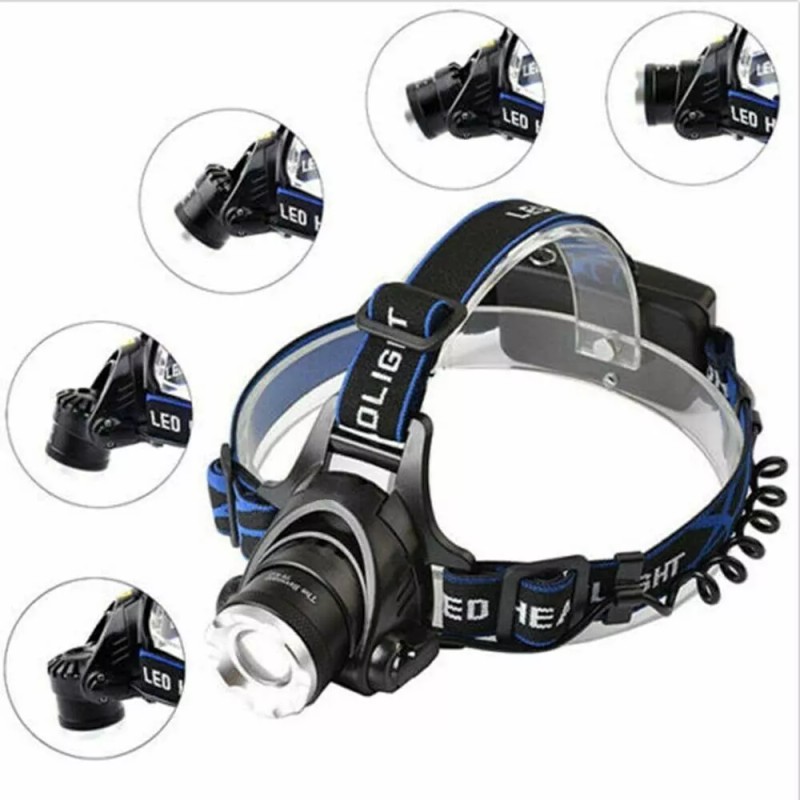 The Battery Connection Rechargeable Head light LED Tactical Headlamp Zoomable+2x