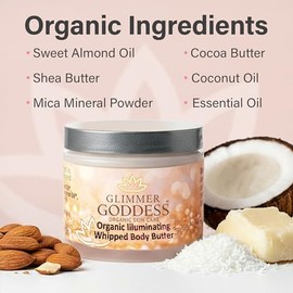 GLIMMER GODDESS Body Shimmer Butter for Glowing Skin, Rose Gold Sexy, 4oz
