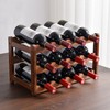 Glsety 12 Bottle Wooden Wine Rack,3 Tier Free Standing Wine