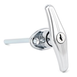 QWORK® Universal Garage Door Lock, Silver Powder Coated T Handle Lock with 2 Keys