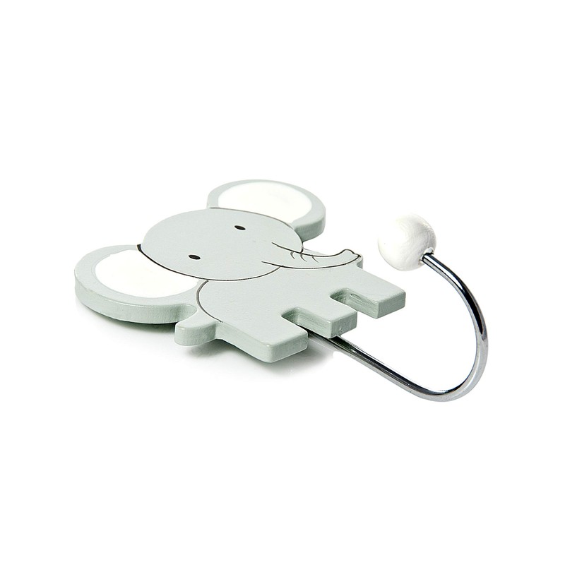 Mousehouse Gifts Grey Elephant Single Wooden Wall Hook Coat Hook