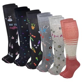 Women's Compression Socks Therapeutic Graduated (Pack of 6 Pairs) (Assorted #BD)