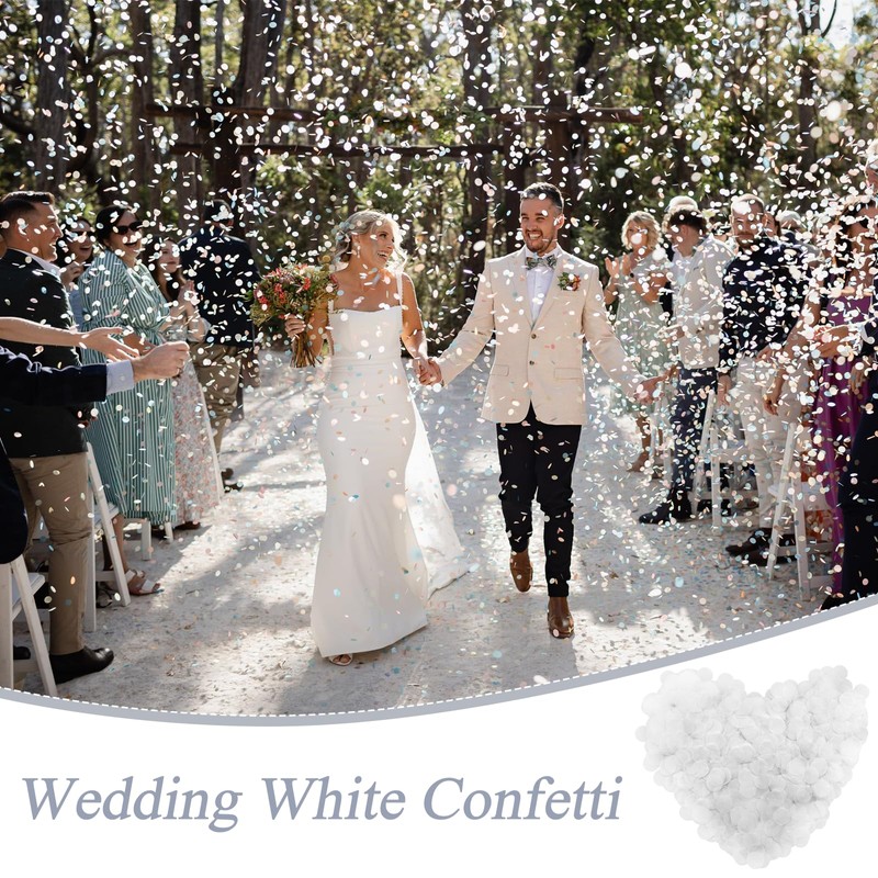 ZOCONE 8000 Pieces 1 Inch Biodegradable Confetti White Tissue Confetti