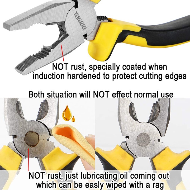DOWELL Lineman's Pliers with Wire Cutter - 7 Inch Nickel