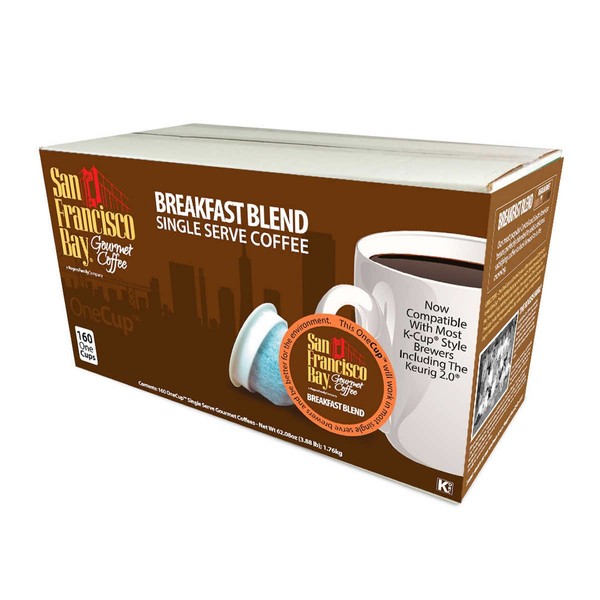 San Francisco Bay OneCup, Breakfast Blend, 160 Count- Single Serve Coffee, Compatible with Keurig K-cup Brewers